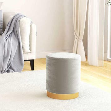 vidaXL Hocker met opbergruimte rond fluweel 31 x 37 cm, Verzenden, Nieuw, Grijs