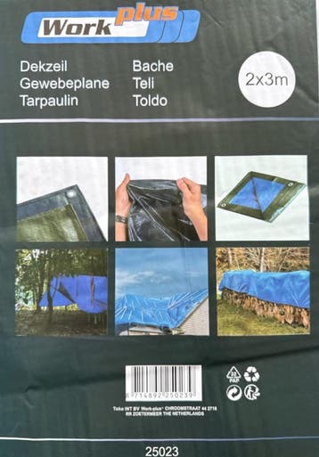Afdekzeil blauw - dekzeil met metalen ogen - Diverse maten, Ophalen of Verzenden, Nieuw, 15 m² of meer, Zeil