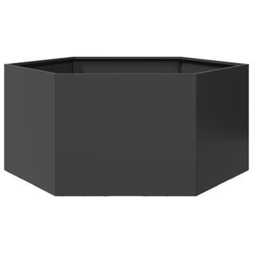 vidaXL Plantenbak zeshoek 104x90x45 cm staal zwart, Verzenden, Nieuw, Metaal