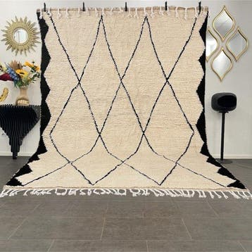 Wit en zwart Beni Ourain Berber tapijt - Tapijt - 290 cm -, Nieuw