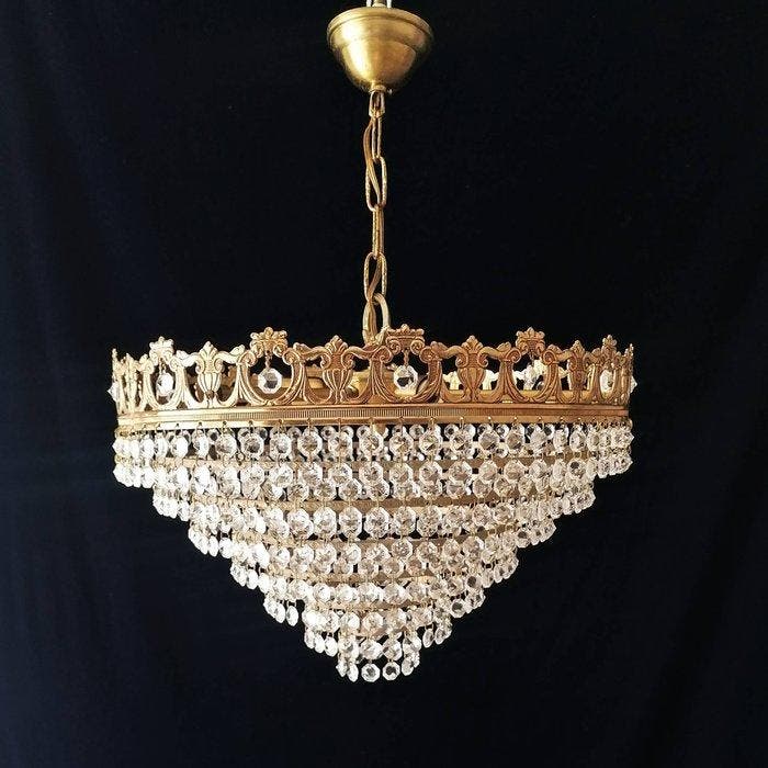 Plafondlamp - Verguld messing - Neoclassieke stijl, Antiek en Kunst, Curiosa en Brocante
