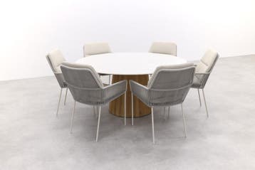 Suns Nappa/Sorolo Ronde Tuinset Ø160 cm - Neolith® | KORTING, Tuin en Terras, Tuinsets en Loungesets, Verzenden, Nieuw, Hout, Tuinset