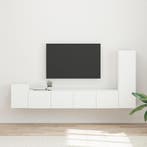 vidaXL Tv-meubelset Wandgemonteerd 3 pcs Wit Bewerkt hout, Minder dan 50 cm, Verzenden, 100 tot 150 cm, Nieuw