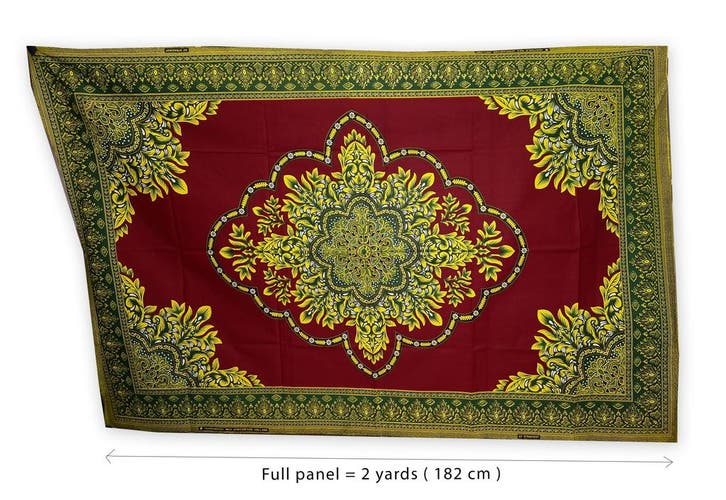 Afrikaanse print stof - Donkerrode / Kastanje Java Design Da, Hobby en Vrije tijd, Stoffen en Lappen, Nieuw, Ophalen of Verzenden