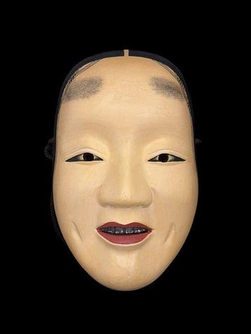 Noh masker - Hout, Fijn Japans handgesneden houten, Antiek en Kunst