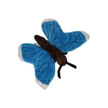 Vlinder knuffel blauw - pluche - 21 cm - met lus, Verzenden, Nieuw