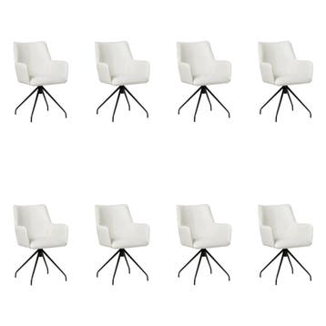 Set van 8 Leren eetkamerstoelen Wave - Toledo Purewhite, Huis en Inrichting, Stoelen, Ophalen of Verzenden, Nieuw, Leer, Vijf, Zes of meer stoelen