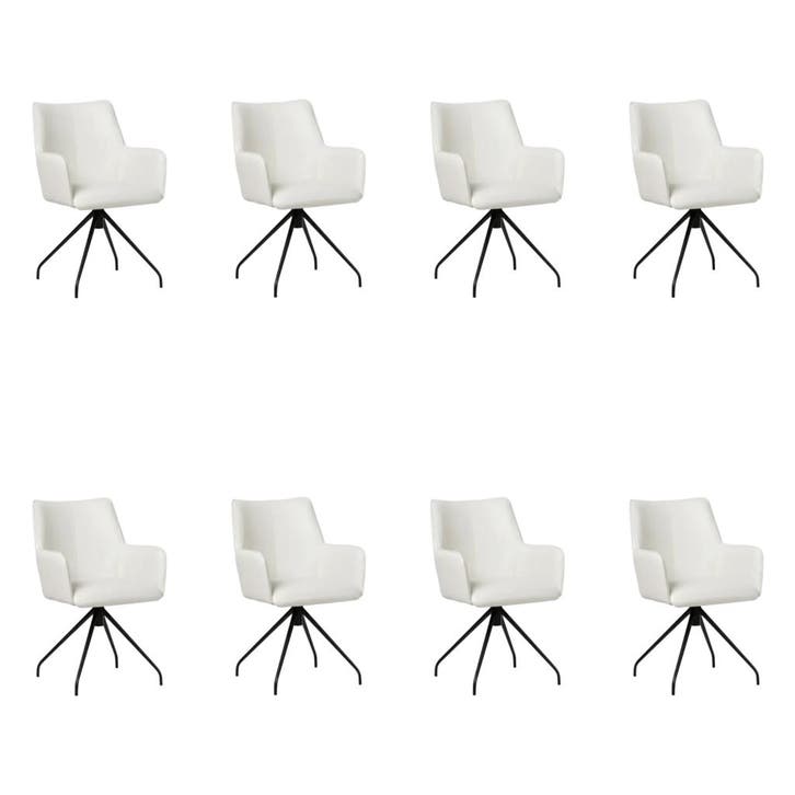 Set van 8 Leren eetkamerstoelen Wave - Toledo Purewhite, Huis en Inrichting, Stoelen, Vijf, Zes of meer stoelen, Nieuw, Leer, Ophalen of Verzenden