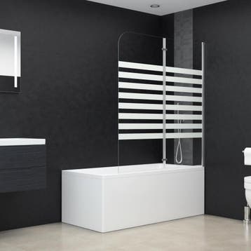 vidaXL Badwand gestreept 120x140 cm gehard glas, Verzenden, Nieuw