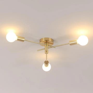 Gouden Plafondlamp Retro Industrieel 3 E27, Verzenden, Nieuw