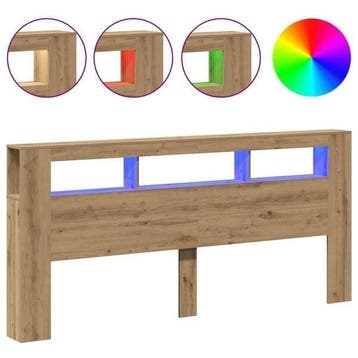 Hoofdbord 220x103,5cm met LED - Retourdeal 73% korting, Bruin, Tweepersoons, Ophalen of Verzenden, Zo goed als nieuw