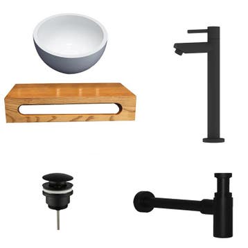 Sani Royal Solid Surface Waskom Rond met Massief, Nieuw