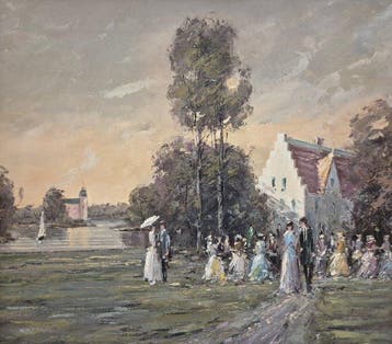 Franz Martinek (1920-2007) - Hochzeit am See, Antiek en Kunst, Kunst | Schilderijen | Klassiek