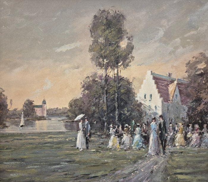 Franz Martinek (1920-2007) - Hochzeit am See, Antiek en Kunst, Kunst | Schilderijen | Klassiek
