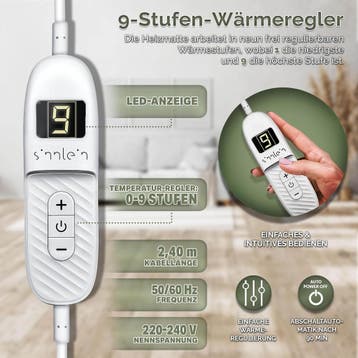 Warmtekussen - Elektrisch kussen - 30x60 cm - Grijs - Sinnle, Verzenden, Zo goed als nieuw