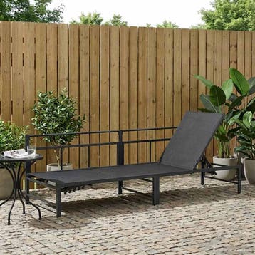 vidaXL Ligstoel Zwart 200 x 62 x 59,5 cm Textileen, Tuin en Terras, Ligbedden, Verzenden, Nieuw