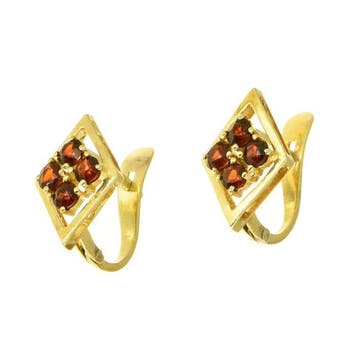 Oorbellen - 18 karaat Geel goud Granaat, Sieraden, Tassen en Uiterlijk, Nieuw