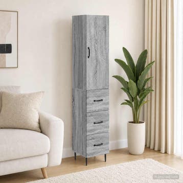 vidaXL Kastenset 2 st 33 x 34,5 x 90 cm Bewerkt hout Grijs, Huis en Inrichting, Kasten | Overige, Verzenden, Nieuw