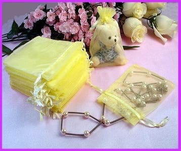 c.a. 100 x gele organza zakjes 10 x15cm, Ophalen of Verzenden, Nieuw