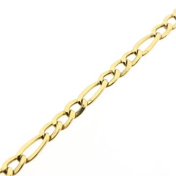 Gouden figaroschakel kinderarmband met graveerplaatje | 1..., Ophalen of Verzenden, Gebruikt, Goud, Goud