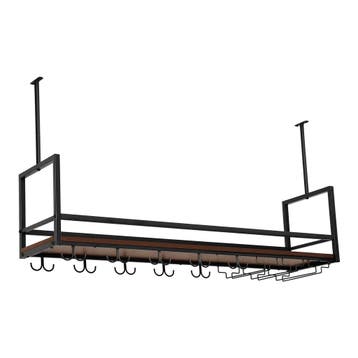 Wijnrek Borejle wandrek zwart en walnootkleurig 120x30x64 cm, Huis en Inrichting, Keuken | Keukenelementen, Verzenden, Nieuw