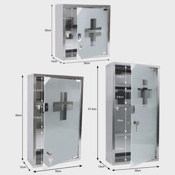 Afsluitbare Medicijnkast RVS met Kruis - Wandmontage - 2/3/4, Verzenden, Nieuw