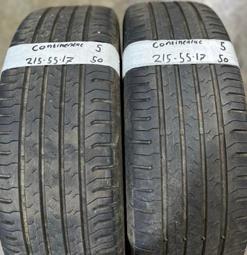 2x215-55-17 Continental Zomer 2x5m €50 Per Band 215 55 17, Ophalen, 17 inch, Band(en), Personenwagen