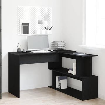 vidaXL Bureau Zwart Eiken 200 x 50 x 76 cm Bewerkt hout, Verzenden, Nieuw