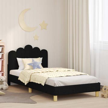 vidaXL Bedframe voor kinderen met hoofdbord Zwart 80 x 200, Eenpersoons, Verzenden, Zwart, Nieuw
