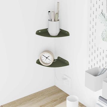 vidaXL Hoek Vloeiende Plank 2 st Olijf Groen 15 x 15 x 2 cm, Verzenden, Nieuw