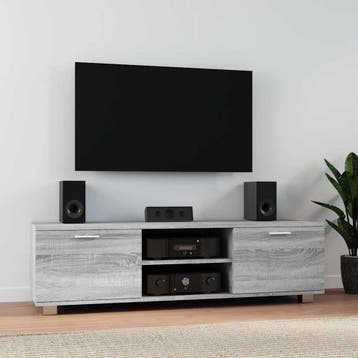vidaXL Tv-meubel 140x40,5x35 cm bewerkt hout grijs sonoma, Huis en Inrichting, 100 tot 150 cm, Verzenden, Nieuw, Minder dan 100 cm