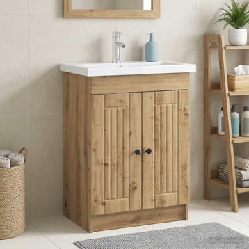 vidaXL Badkamer onder wastafel kast Artisanaal eiken 56 x, Verzenden, Nieuw