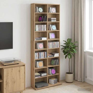 vidaXL CD Kast Artisanaal eiken 65 x 23,5 x 175 cm Bewerkt, Verzenden, Nieuw