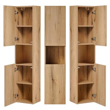 Kolomkast Newport 140x30x25 cm eikenkleurig en zwart [en.cas, Huis en Inrichting, Badkamer | Badkamermeubels, Verzenden, Nieuw
