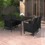 vidaXL 5-delige Tuinset met kussens poly rattan en glas, 4 zitplaatsen, Nieuw, Tuinset, Verzenden
