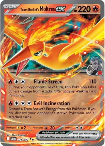 Team Rockets Moltres EX 031/182 Destined Rivals, Ophalen of Verzenden, Nieuw, Losse kaart, Foil