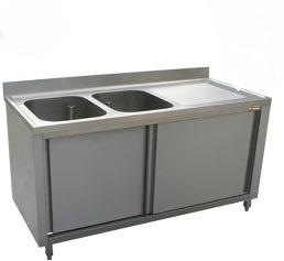 RVS Spoeltafel | 2 Spoelbakken Links | 180x70x88 cm, Verzenden, Nieuw in verpakking