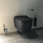 Wandcloset Idevit Alfa Matzwart Randloos Keramiek 36x52x30cm, Ophalen of Verzenden, Nieuw