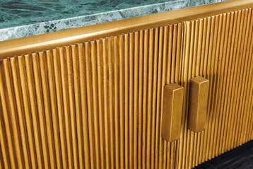 Design TV-bord VENEZIANO 160 cm messing groen marmeren blad, Ophalen of Verzenden, Nieuw
