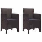 vidaXL Tuinstoel met kussen 2 pcs Bruin 53 x 49 x 85 cm, Verzenden, Nieuw
