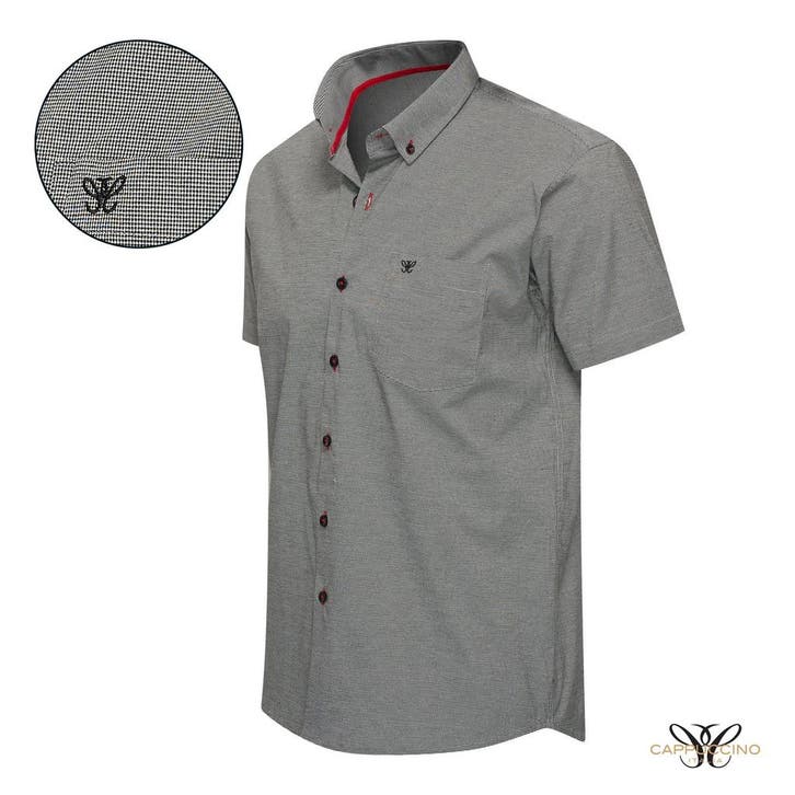 2dekans | Cappuccino Bronte Shirt gestreept - Korte mouwen -, Kleding | Heren, Overhemden, Zo goed als nieuw, Ophalen of Verzenden