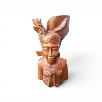 Handgesneden houten buste van Balinese man - Buste -