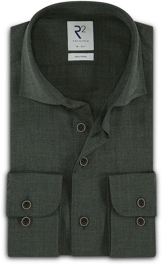 R2 Overhemd Wol Donkergroen maat 48 Heren, Kleding | Heren, Overhemden, Nieuw, Verzenden