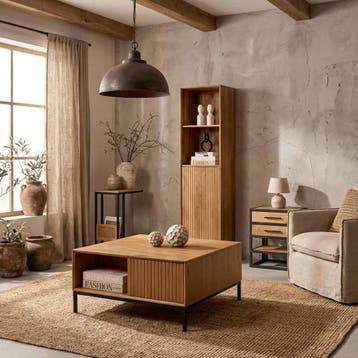 Salontafel Madison Natural | 80 cm | Vierkant, Ophalen of Verzenden, Nieuw