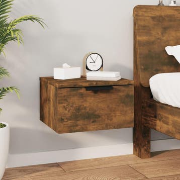 vidaXL Nachtkastje wandgemonteerd 34x30x20 cm gerookt, Minder dan 45 cm, Verzenden, Nieuw, Minder dan 55 cm