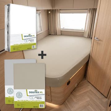Textielpakket Frans bed - 1 molton met 2 hoeslakens - rechts, Eenpersoons, Verzenden, Nieuw, Wit