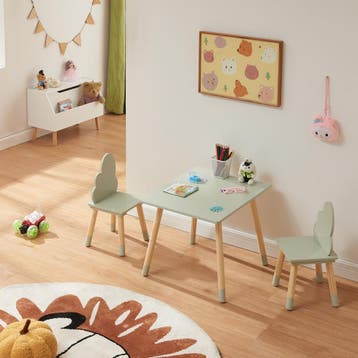 Kindertafelset Hovle met 2 stoelen wolkdesign mintgroen en n, Verzenden, Nieuw