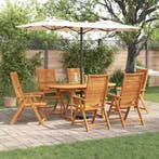 vidaXL Tuin eettafelset 7 pcs Bruin Massief Acaciahout, Verzenden, Nieuw, 7 zitplaatsen