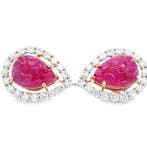 Oorstekers - 14 karaat Roségoud - 16.58ct. tw. Robijn -