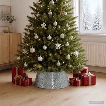 vidaXL Kerstboomrok Kegelvormig zilver Ø 62 x 25 cm Staal, Verzenden, Nieuw